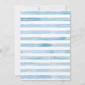 オンポロジーズ ブルー ウォーターカラー ストライプ & ゴールド レタリング 招待状 (裏面)