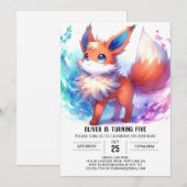 オンラお洒落インキツネ誕生日 招待状 (正面/裏面)