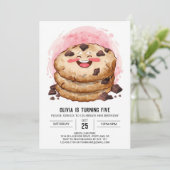 オンライお洒落ンピンクCookie誕生日 招待状 (スタンド正面)