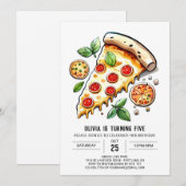 オンライエレガントンピザ誕生日 招待状 (正面/裏面)