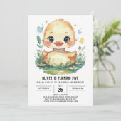 オンラインかわいいアヒル誕生日 招待状 (スタンド正面)