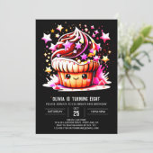 オンラインかわいいエレガントマフィンガール誕生日 招待状 (スタンド正面)