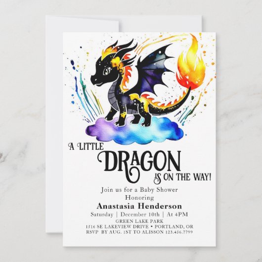 オンラインで編集可能なドラゴンボーイのベビーシャワー 招待状 (正面)