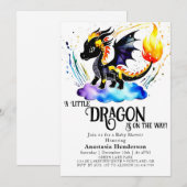 オンラインで編集可能なドラゴンボーイのベビーシャワー 招待状 (正面/裏面)