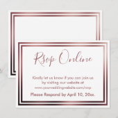 オンラインで返信 シンプル エレガント ローズゴールド ホワイト エンクロージャーカード (正面/裏面)