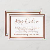 オンラインで返信 簡潔 エレガントな白背景に銅色 エンクロージャーカード (正面/裏面)