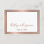 オンラインで返信 簡潔 エレガントな白背景に銅色 エンクロージャーカード (裏面)