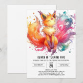 オンラインで遊び心のある狐の誕生日 招待状 (正面/裏面)