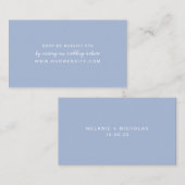 オンラインまたは電子メールの結婚式RSVPによる埃の青い返信 エンクロージャーカード (正面/裏面)