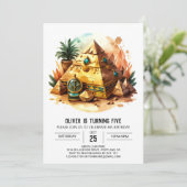 オンラインエジプト金ゴールドピラミッド誕生日 招待状 (スタンド正面)