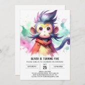 オンラインエレガントサル誕生日 招待状 (正面/裏面)