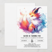 オンラインエレガントフォックスの誕生日 招待状 (正面/裏面)