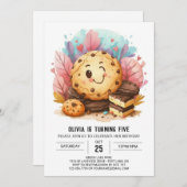 オンラインエレガントHappy Cookie誕生日 招待状 (正面/裏面)