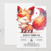 オンラインエンchanted Fox誕生日 招待状 (正面/裏面)
