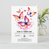 オンラインカスタムバタフライガール誕生日 招待状 (スタンド正面)
