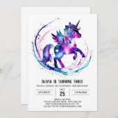 オンラインカスタムユニコーンデジタル誕生日 招待状 (正面/裏面)