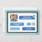 オンライングループビデオチャットタブレットテキストメッセージパーティー 招待状 (正面)