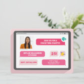 オンライングループビデオチャットタブレット文字メッセージパーティー 招待状 (スタンド正面)