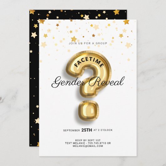 オンライングループビデオチャット性別が赤ちゃんのシャワーを明らかにする 招待状 (正面/裏面)