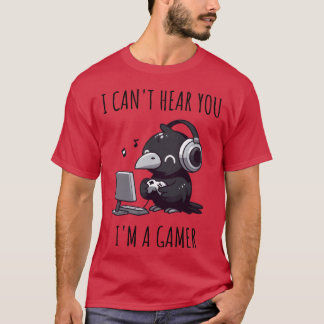 オンラインゲーム好きなカラス一家のユーモア Tシャツ