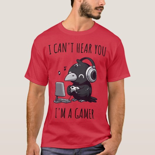 オンラインゲーム好きなカラス一家のユーモア Tシャツ (正面)