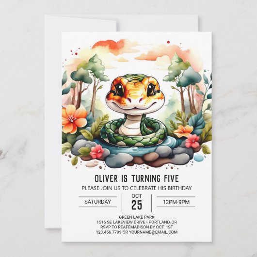 オンラインコブラ誕生日 招待状 (正面)