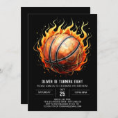 オンラインシックチルドレンズバスケットボール誕生日 招待状 (正面/裏面)