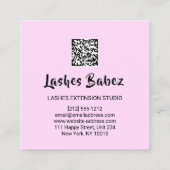 オンラインショップスタジオホログラフピンクQRコードロゴ スクエア名刺 (裏面)