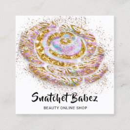 オンラインショップスタジオホログラフホワイトQRコードロゴ スクエア名刺