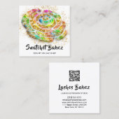 オンラインショップビューティークレインボー金ゴールドQRコードロゴ スクエア名刺 (正面/裏面)