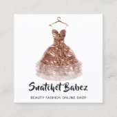 オンラインショップファッションホワイトドレスQRコードロゴ スクエア名刺 (正面)