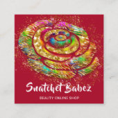 オンラインショップレッドレインボー金ゴールドQRコードロゴスクウェア スクエア名刺 (正面)