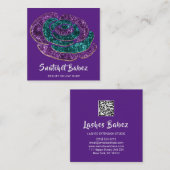 オンラインショップ美しいグリッター紫QRコードロゴ スクエア名刺 (正面/裏面)