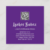 オンラインショップ美しいグリッター紫QRコードロゴ スクエア名刺 (裏面)