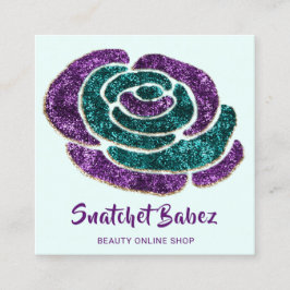 オンラインショップ美しいスタジオバラブルーQRコードロゴ スクエア名刺