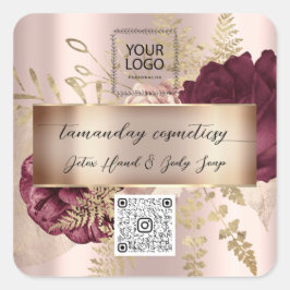 オンラインショップ QRコード ロゴ フォト 商品 ローズ フラワーリング スクエアシール