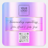 オンラインショップQRCodeロゴフォトプロダクトピンク金ゴールド スクエアシール (正面)