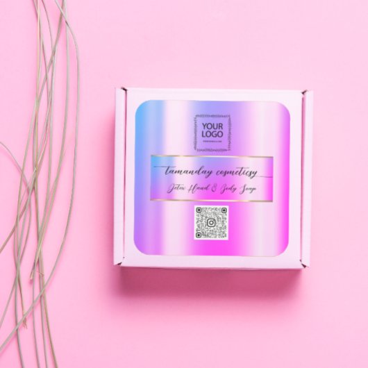 オンラインショップQRCodeロゴフォトプロダクトピンク金ゴールド スクエアシール