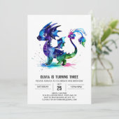 オンラインシンプルドラゴンデジタルガールバースデー 招待状 (スタンド正面)