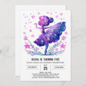 オンラインダンサーバレリーナ誕生日 招待状 (正面/裏面)