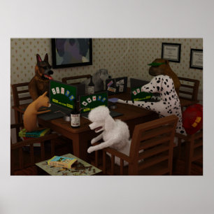 オンライントランプのポーカーを遊んでいる犬 ポスター