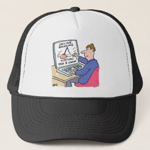 オンラインバンキングのユーモアおもしろい銀行の顧客の漫画 キャップ