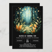 オンラインパインツリーズウッドランド誕生日 招待状 (正面/裏面)