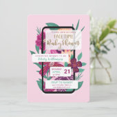 オンラインビデオチャットフローラ電話メールや文字を打つ赤ちゃんシャワー 招待状 (スタンド正面)