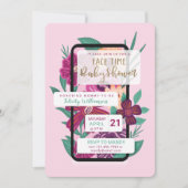 オンラインビデオチャットフローラ電話メールや文字を打つ赤ちゃんシャワー 招待状 (正面)