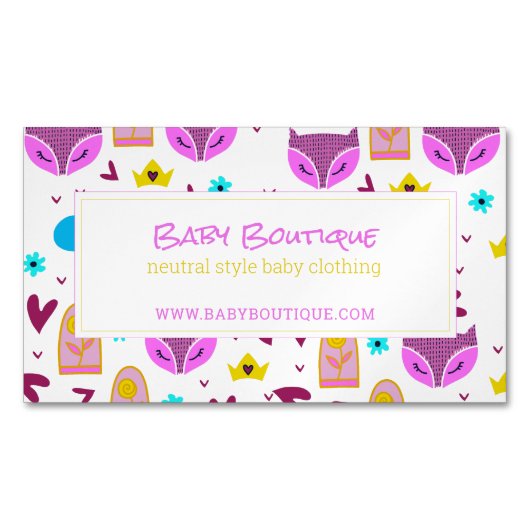 オンラインベビーブティックまたはリトルキッズストアのウェブサイト マグネット名刺 (正面)