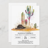 オンラインボヘミアンカウボーイ誕生日 招待状 (正面/裏面)