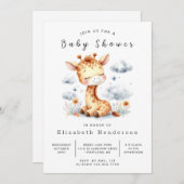 オンラインユニークキリン赤ちゃんシャワー 招待状 (正面/裏面)