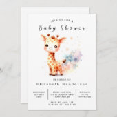 オンラインユニークキリン赤ちゃんシャワー 招待状 (正面/裏面)