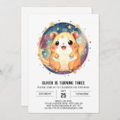 オンラインリトルハムスター誕生日 招待状 (正面/裏面)